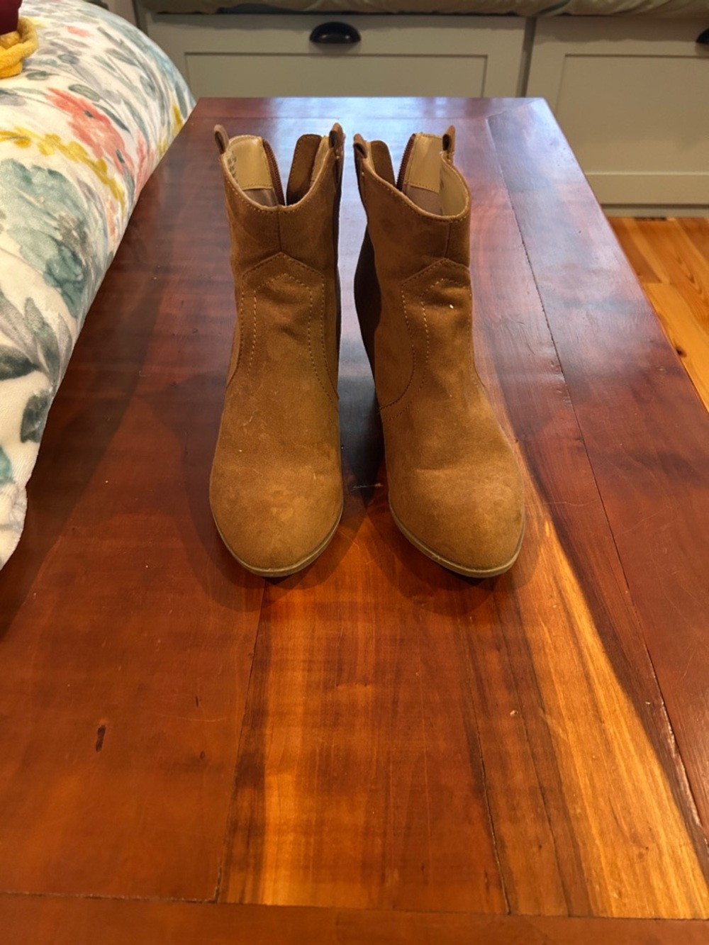 new directions Tan Suede Ankle Booties